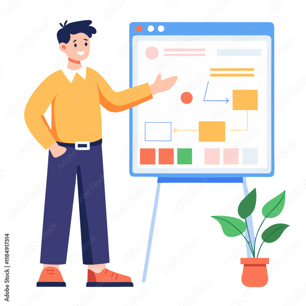 A project manager is actively pointing to a project plan displayed on a board, engaging with team members in a modern office setting during daylight hours A project manager is actively pointing to a project plan displayed on a board, engaging with team members in a modern office setting during daylight hours
