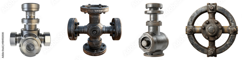 Closed valve isolated on transparent background, Set of Closed valve isolated on transparent background, Set of