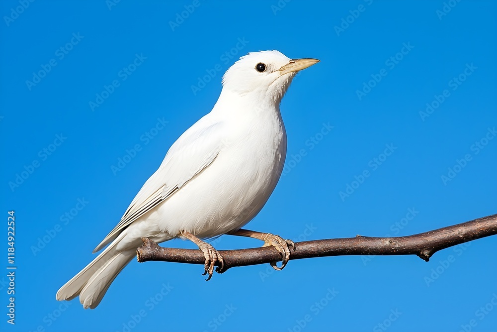 A white bird perched on a branch against a clear blue sky, showcasing its vibrant plumage and serene surroundings. A white bird perched on a branch against a clear blue sky, showcasing its vibrant plumage and serene surroundings.