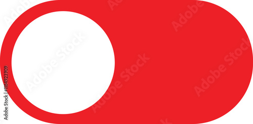 Off toggle switch button flat icon. Switch button Off isolated on transparent background. Power off and slider switch icon. Modern web and mobile app switch button interface element. Red, white button