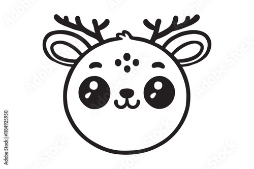 Cute cartoon reindeer face line art