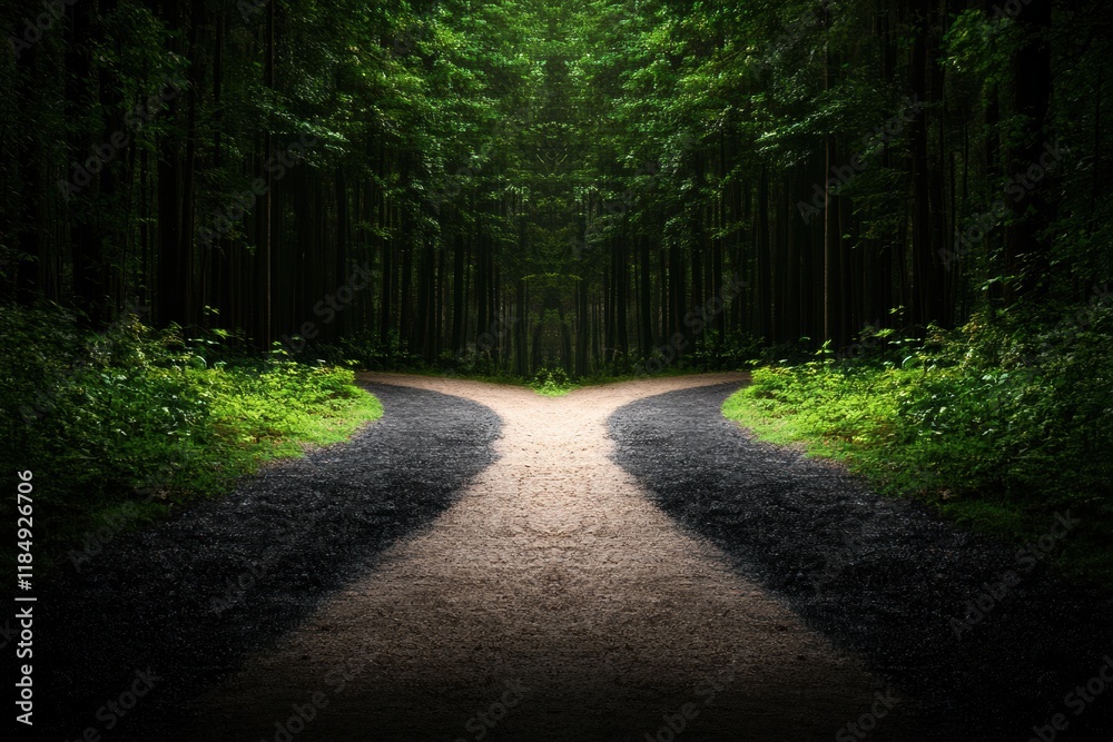 Fototapeta premium Exploring choices in a forest: a journey through addiction and recovery pathways