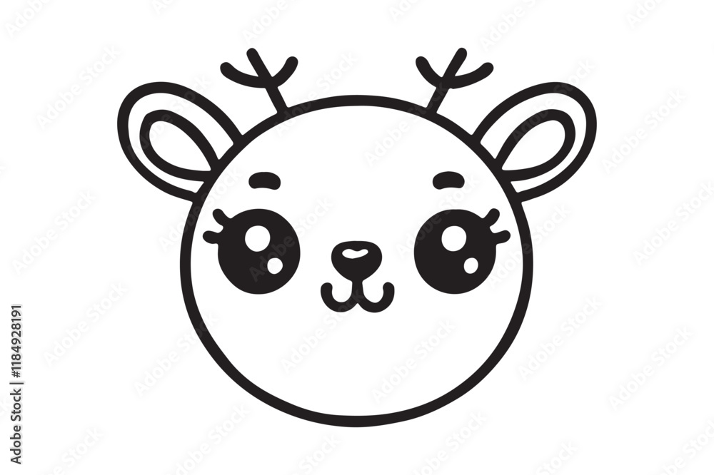 Obraz premium Cute cartoon reindeer face line art