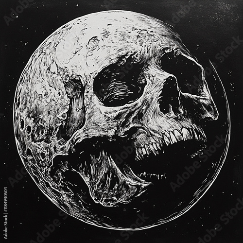 Wallpaper Mural Full Moon black and white illustration Torontodigital.ca