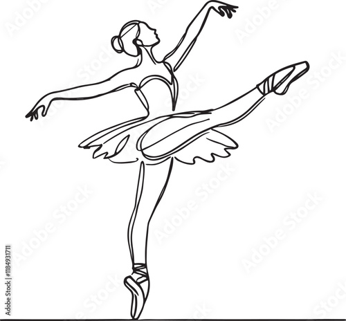 Simple Yet Beautiful Ballet Dancer Line Art Illustration