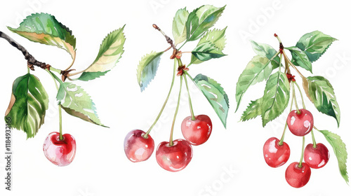 Wallpaper Mural cherries isolated on white background Torontodigital.ca