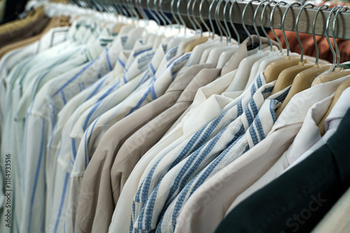 Stylish shirts on display in a vibrant clothing boutique