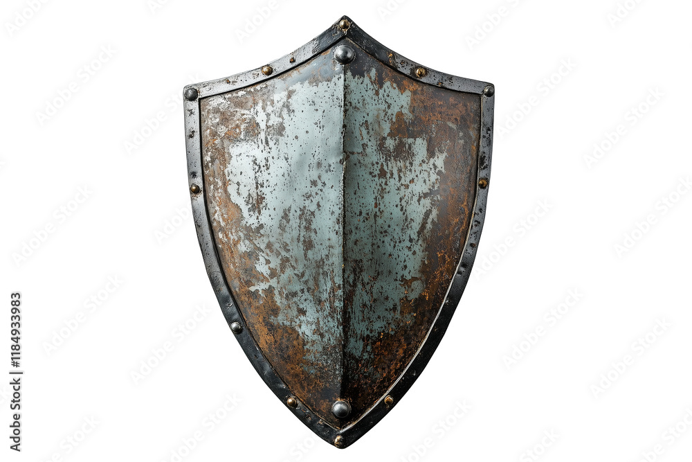 Rustic Riveted Antique Metal Shield – Medieval Decorative Armor on Transparent Background Rustic Riveted Antique Metal Shield – Medieval Decorative Armor on Transparent Background