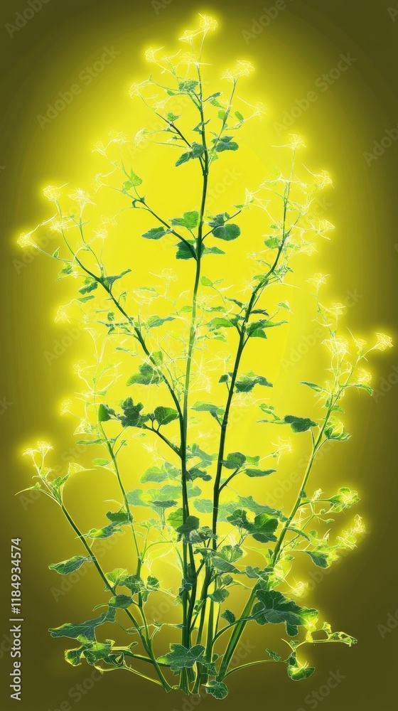 Obraz premium Radiant Botanical Illustration: A Vibrant Display of Nature's Art