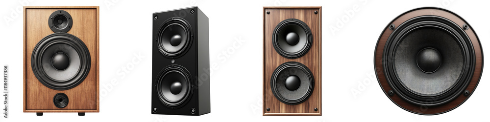 Loudspeaker isolated on transparent background, Set of Loudspeaker isolated on transparent background, Set of