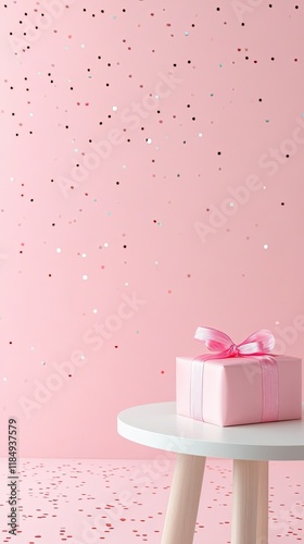 Pink Gift Box on White Table