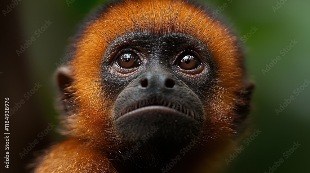 A close up of a monkey's face with a green background A close up of a monkey's face with a green background
