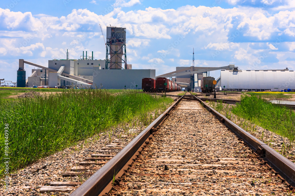 Naklejka premium A train tracks with a train on it