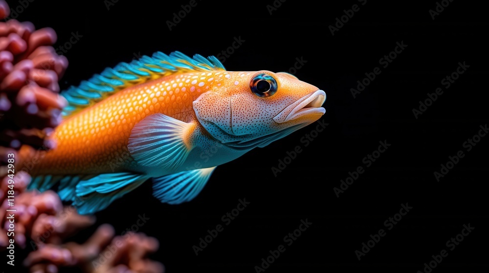 Naklejka premium A close up of a fish in a coral reef