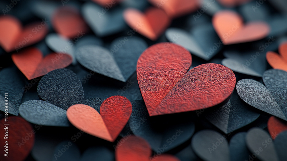 Obraz premium Colorful hearts arranged artfully on a textured surface create a vibrant display