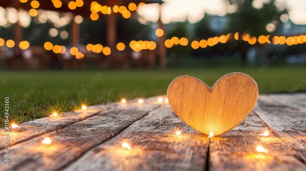 Fototapeta premium A wooden heart sitting on top of a wooden table
