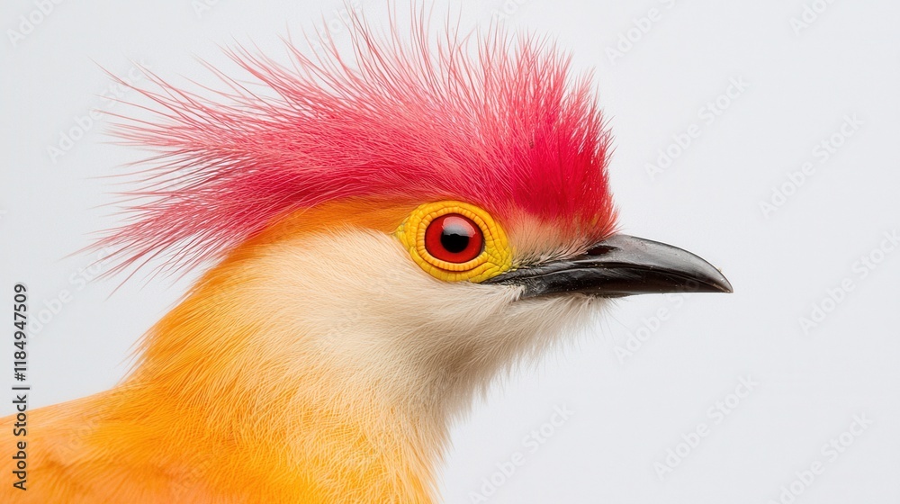 Obraz premium A bird with a bright red mohawk on its head