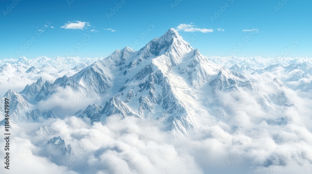 Fototapeta premium A view of a mountain range above the clouds