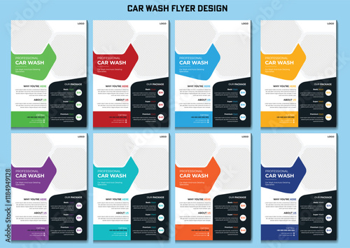 Modern car wash creative professional shop, service, rent, repair, transport, unique, vehicle, auto, discount, garage elegant, stylish, eye catching, a4 print ready flyer brochure bundle template