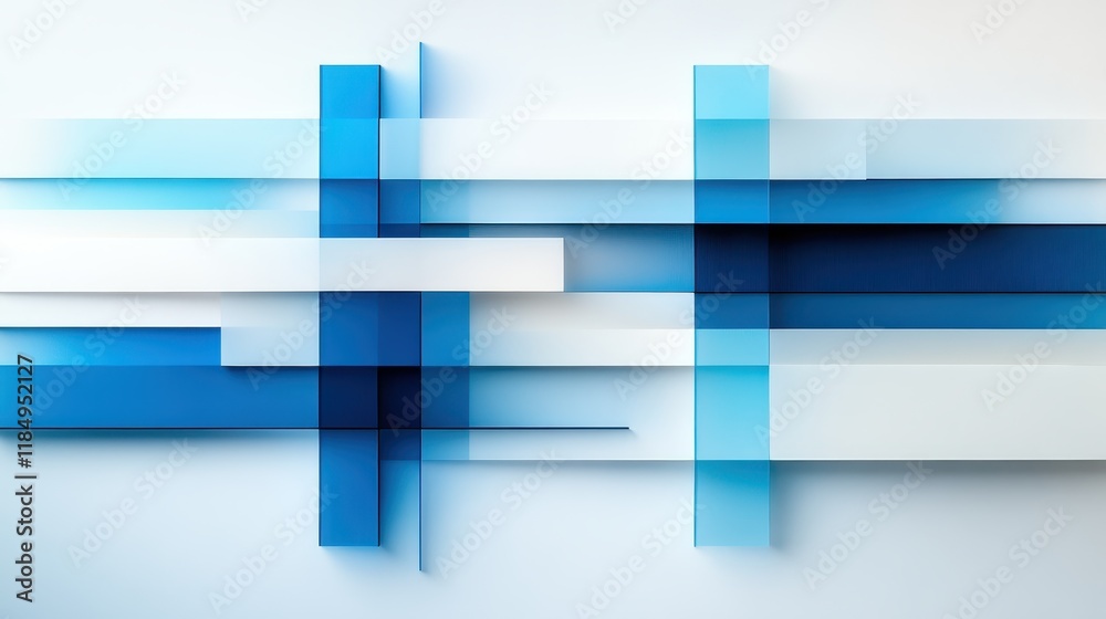 An intriguing visual play of blue and white layers that create depth and interaction, reflecting modern abstract art's ability to move the viewer emotionally. An intriguing visual play of blue and white layers that create depth and interaction, reflecting modern abstract art's ability to move the viewer emotionally.