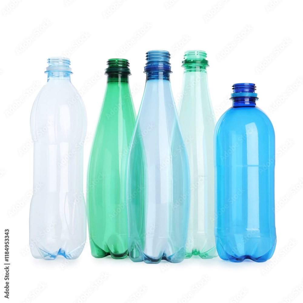 Many empty plastic bottles isolated on white Many empty plastic bottles isolated on white