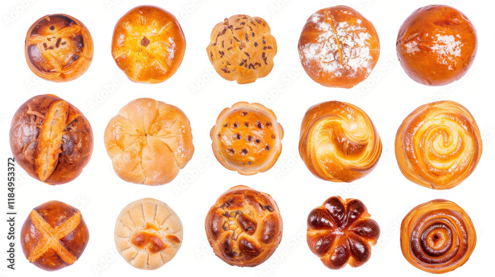 collection of different breads isolated on white collection of different breads isolated on white