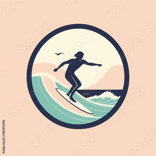 Person surfing logo, vector illustration