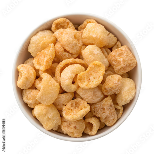 bowl of pork rinds on transparent background photo