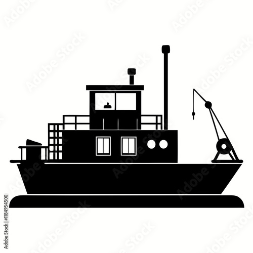 Minimalist Suction Dredger Silhouette Vector