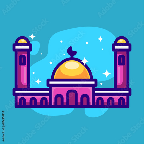 Cute Islamic Mosque Icon Illustrations