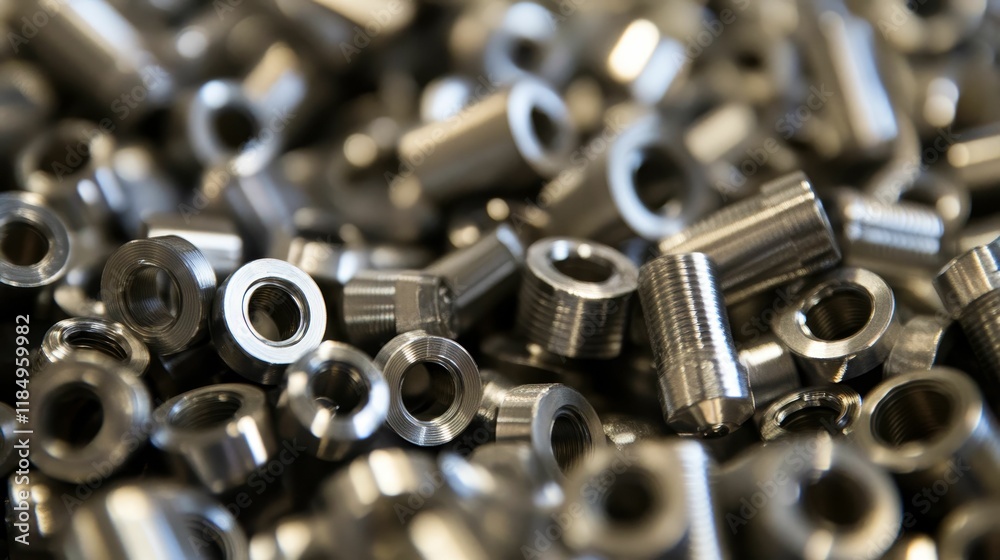 Metallic fasteners pile, close-up view. Metallic fasteners pile, close-up view.