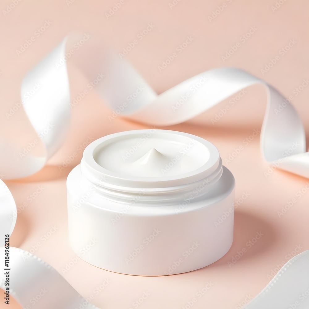 Luxurious Indulgence Pristine White Cream Jar on Soft Pastel Background Luxurious Indulgence Pristine White Cream Jar on Soft Pastel Background