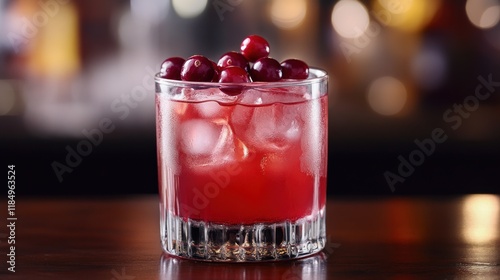 Wallpaper Mural Refreshing cranberry cocktail in rocks glass with ice and cranberries. Torontodigital.ca