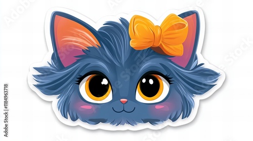 Wallpaper Mural Adorable blue kitty with an orange bow.  Perfect for kids! Torontodigital.ca