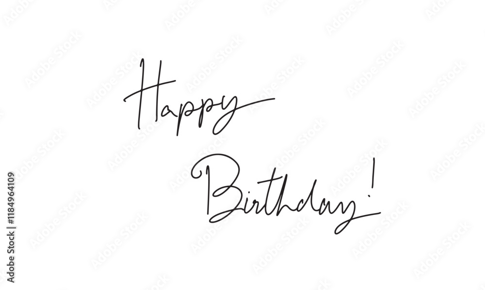 Fototapeta premium happy birthday text font calligraphy script hand written lettering black color party anniversary celebration fun enjoy gift event happy birthday balloon congratulation lucky good word present festive