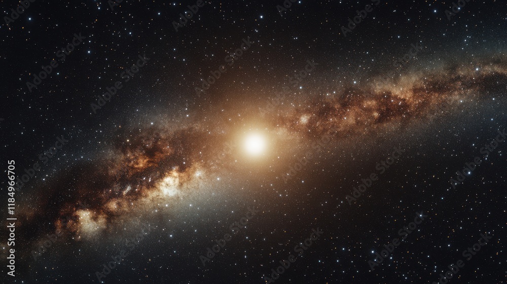 Fototapeta premium Stunning view of a spiral galaxy glowing in the vastness of space, showcasing cosmic beauty and mystery.