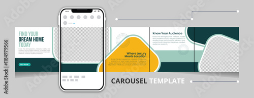 Luxury real estate Carousel Template Social Media Post creative design