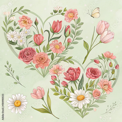 Wallpaper Mural seamless pattern with roses Torontodigital.ca