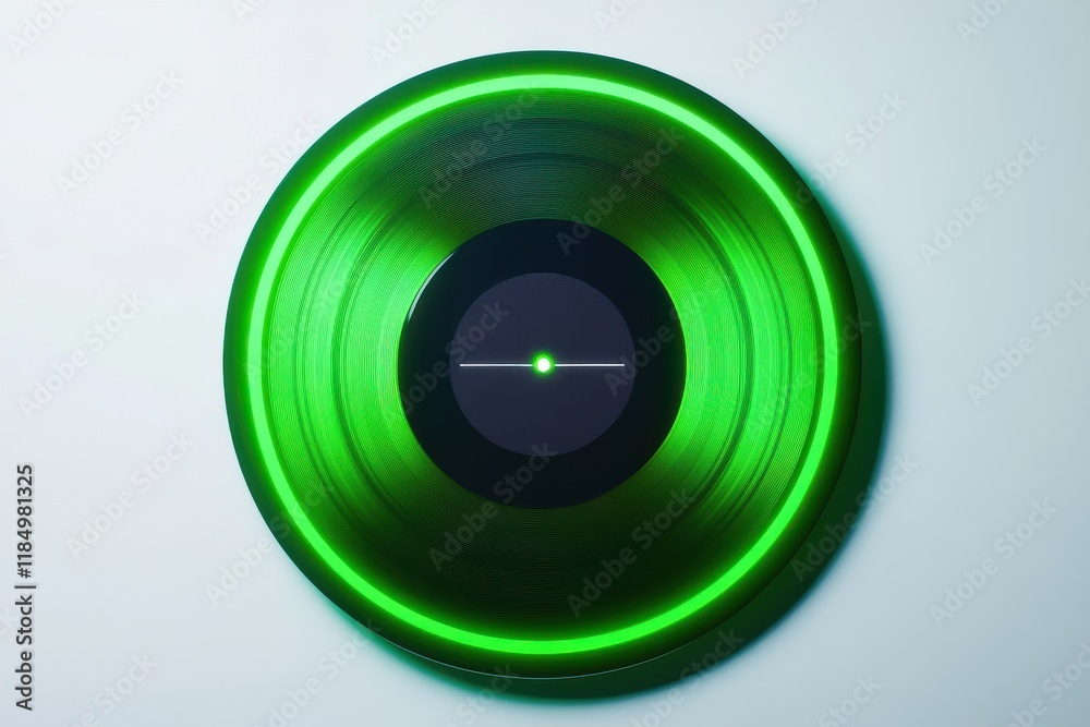 A modern green vinyl record sits against a light background, showcasing its unique circular design. A modern green vinyl record sits against a light background, showcasing its unique circular design.