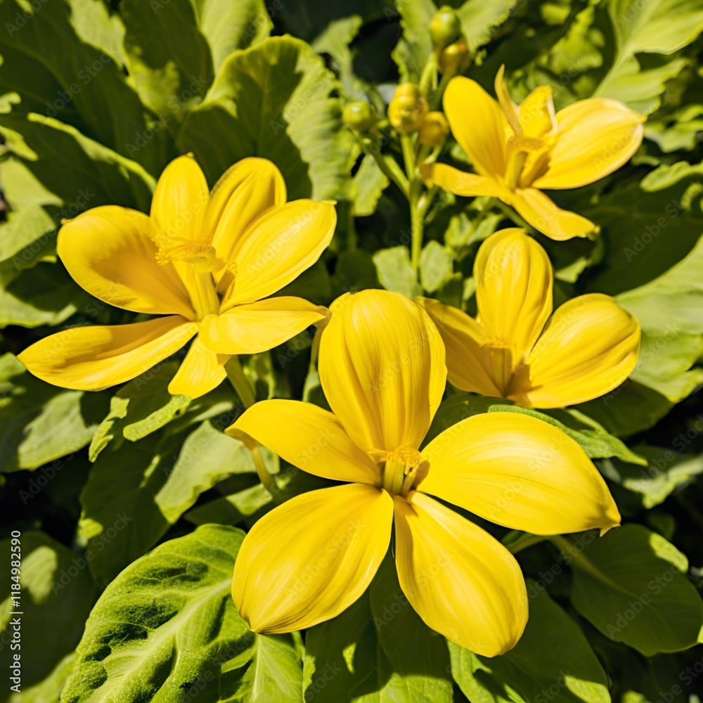 Fototapeta premium yellow flowers on green background