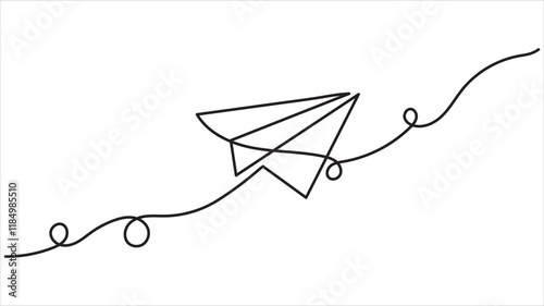 Paper plane Continuous One Line Drawing Icon for Modern Design, Paper plane one line drawing Vector illustration