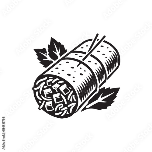 Burrito Vector - Minimalist Burrito Silhouette - Illustration of Burrito.