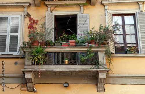 Balcony of the inhabitants of southern Italy photo