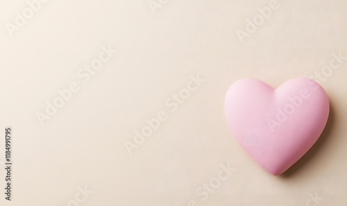 Pink heart on beige background.