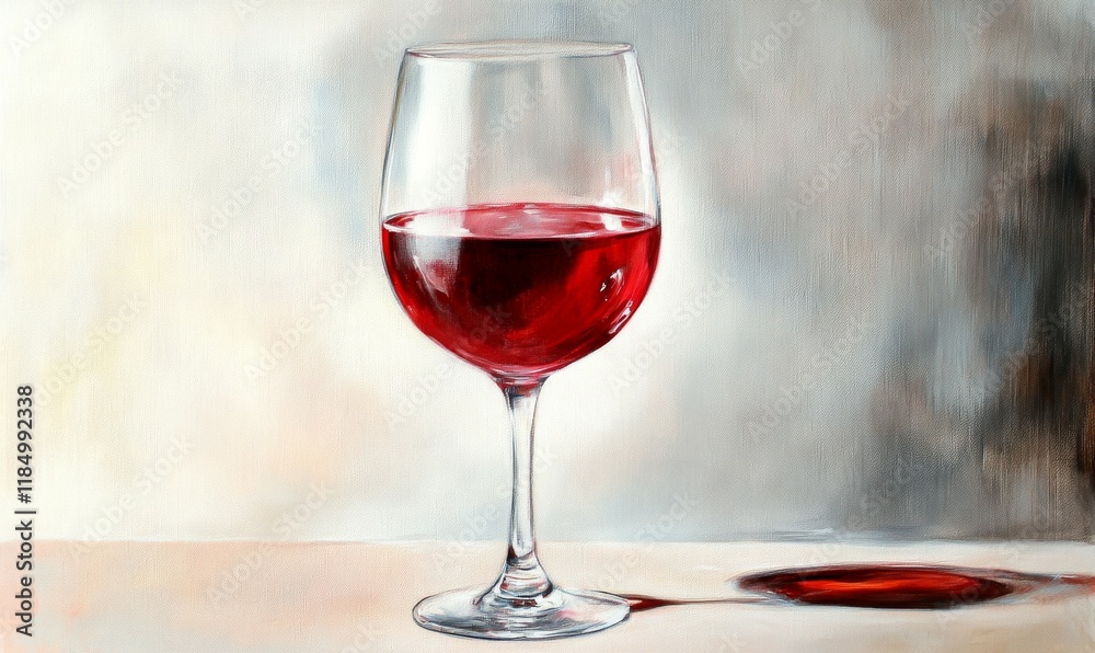 Wine glass half full of red wine Wine glass half full of red wine