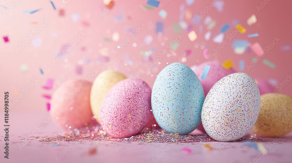 Easter banner in soft pastel colors, Easter eggs, realistic photo, copy space for text Easter banner in soft pastel colors, Easter eggs, realistic photo, copy space for text