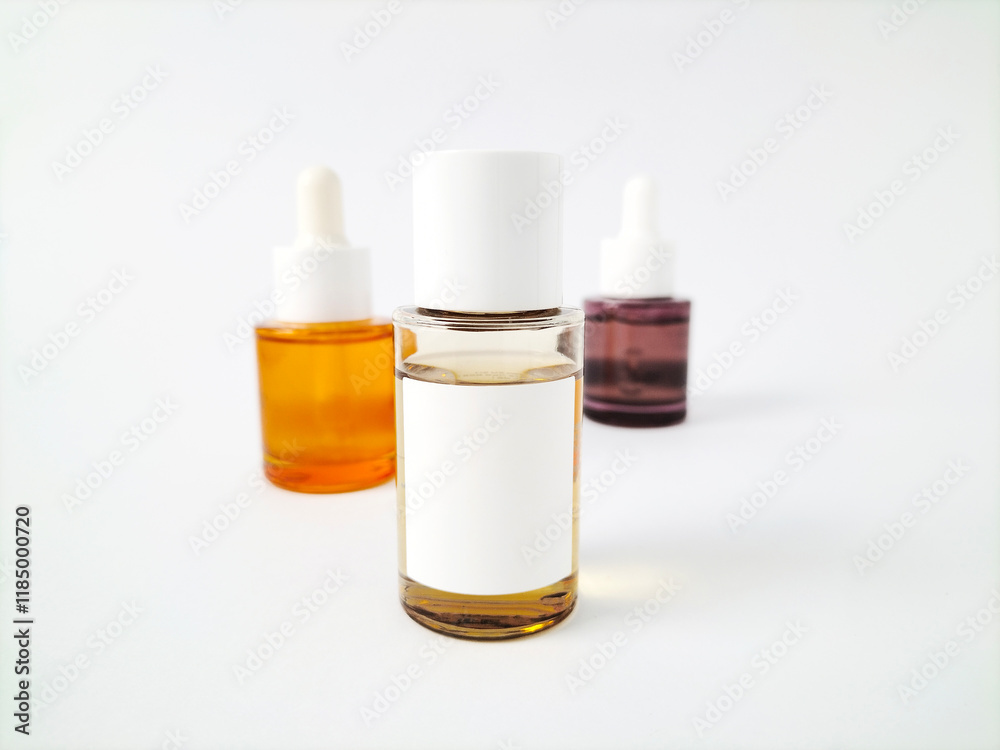 skin care product bottles isolated on white background