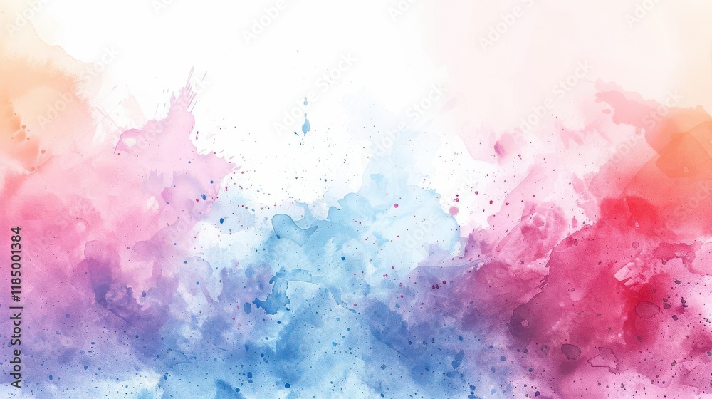 Obraz premium Soft watercolor abstract background with a blend of pink, blue, and white hues.