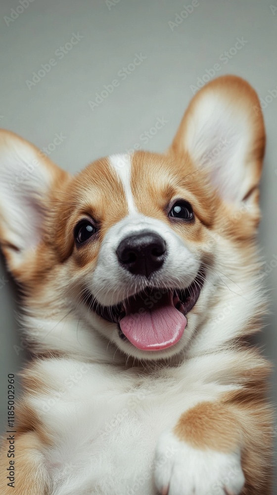 Adorable fluffy Corgi puppy with a big smile, showcasing playful and cheerful demeanor. Adorable fluffy Corgi puppy with a big smile, showcasing playful and cheerful demeanor.