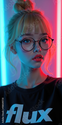 photo a beautiful young woman, posing, girl in glasses